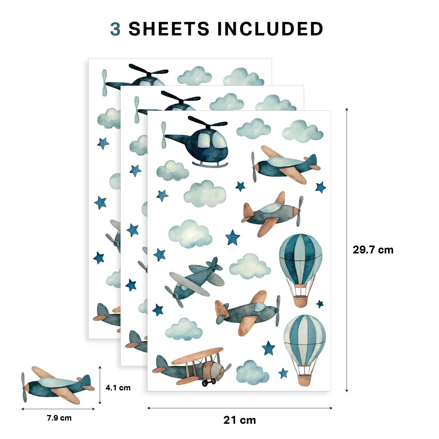 Airplane & Cloud Nursery Wall Stickers - Image 4