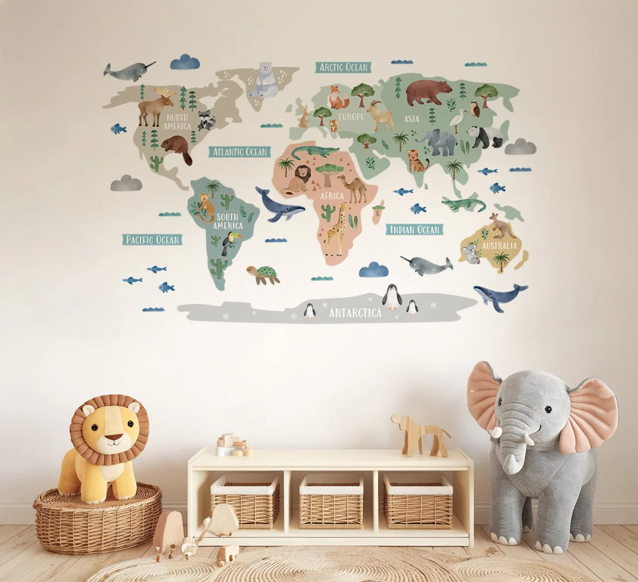 Animal World Map Nursery Wall Sticker - Image 4