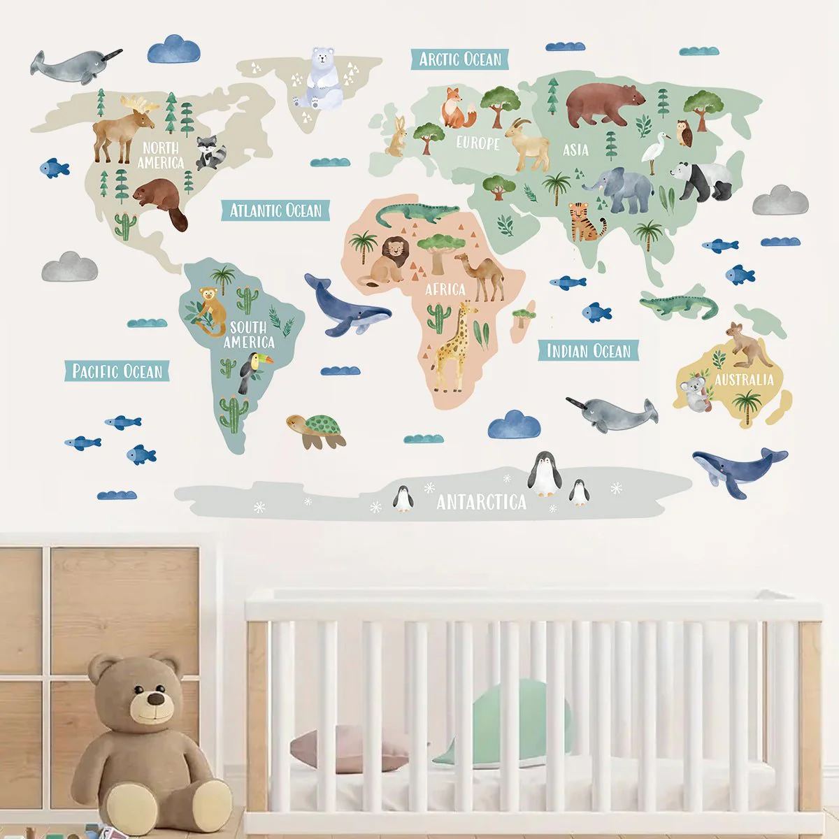 Animal World Map Nursery Wall Sticker - Image 5