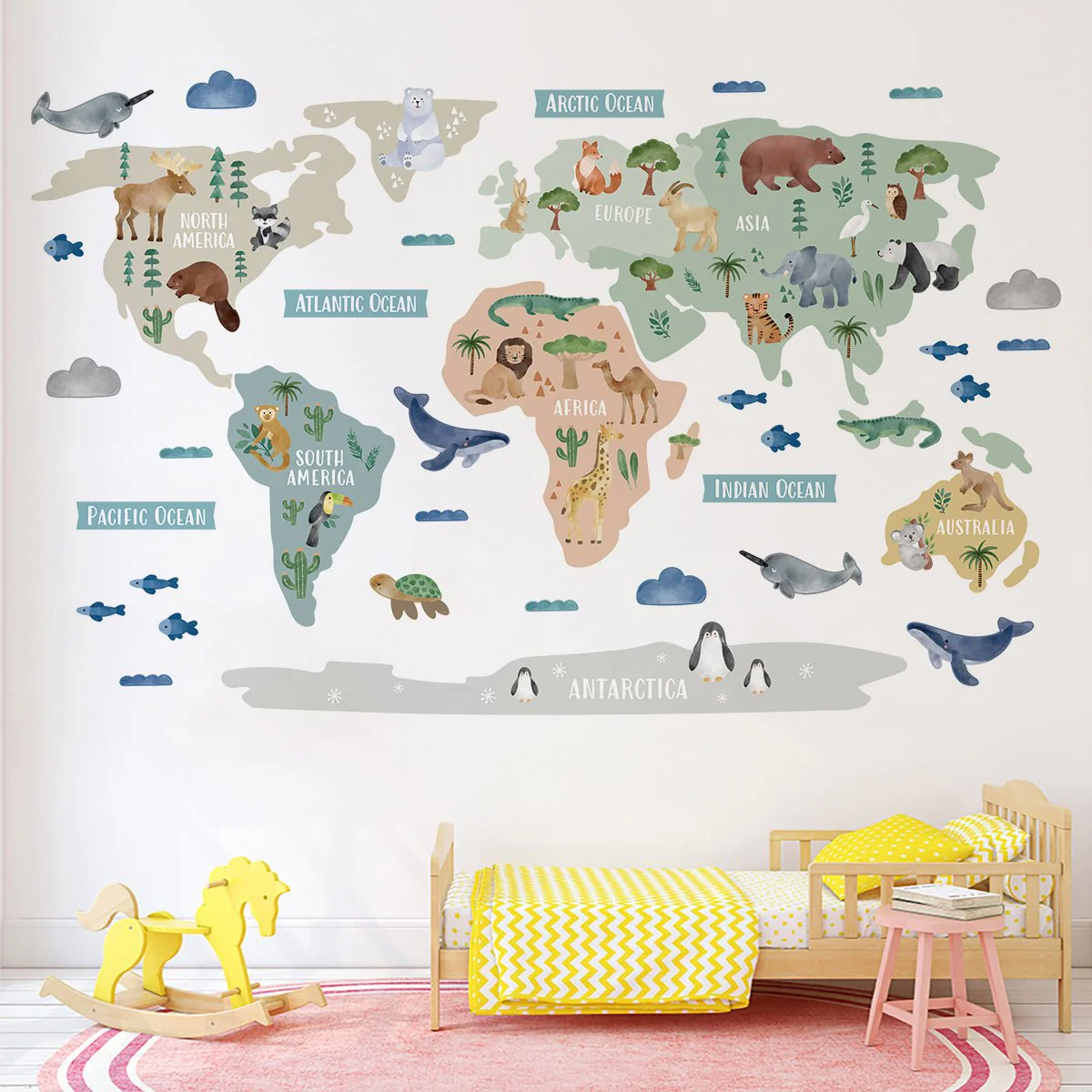 Animal World Map Nursery Wall Sticker - Image 7