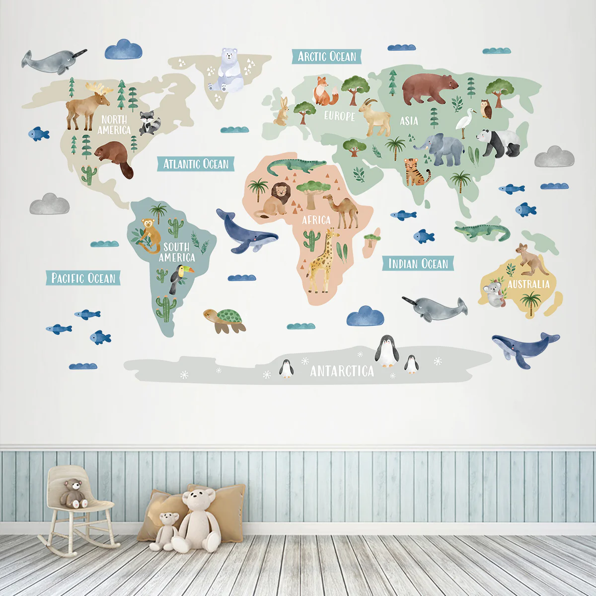 Animal World Map Nursery Wall Sticker - Image 9