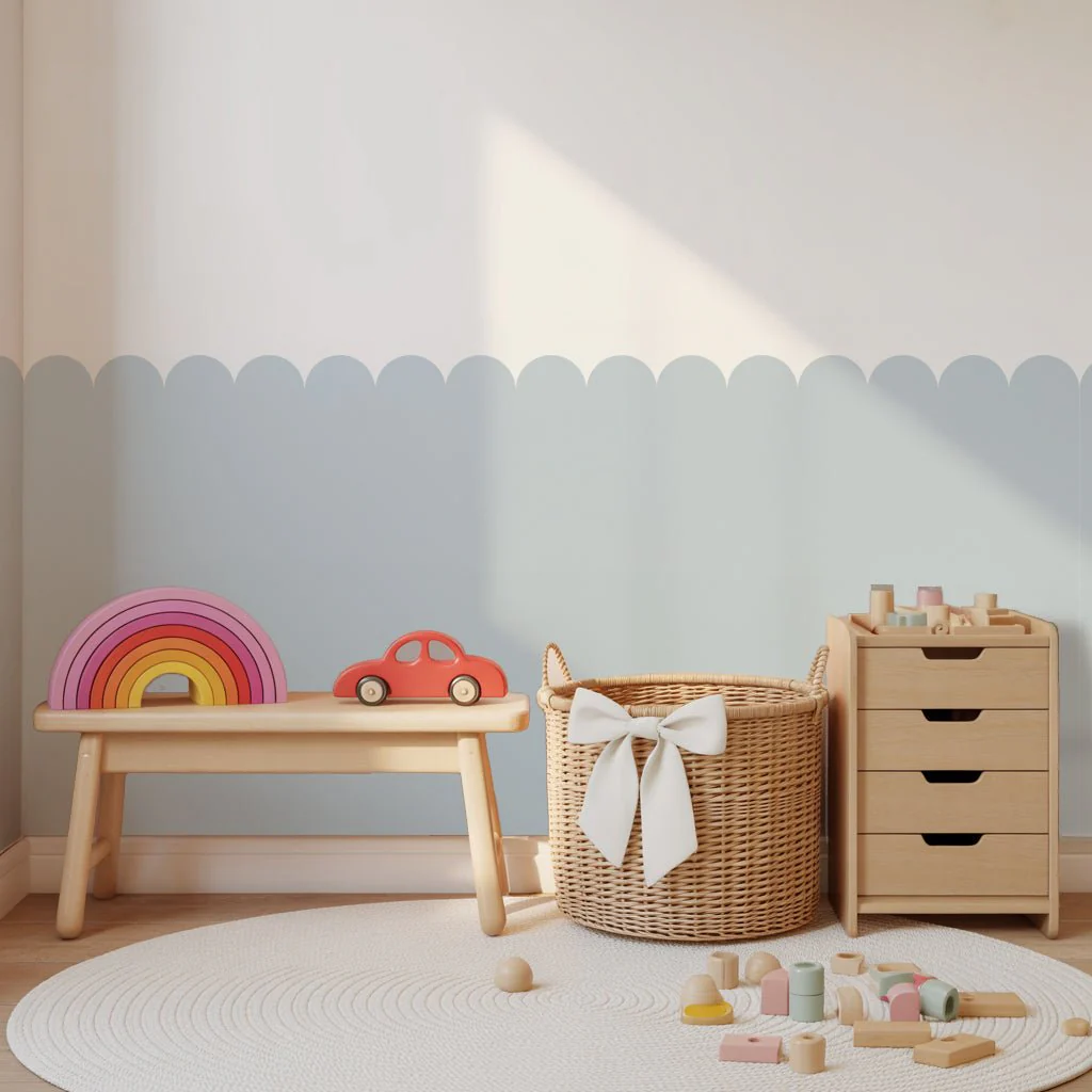 Block Coloured Scalloped Panel Wall Sticker - Image 9