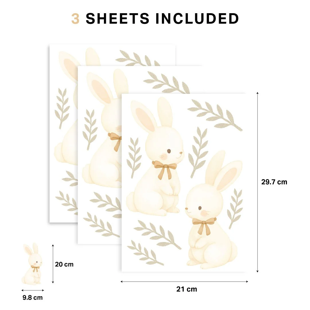 Sweet Bunny & Leaf Nursery Wall Stickers - Image 3