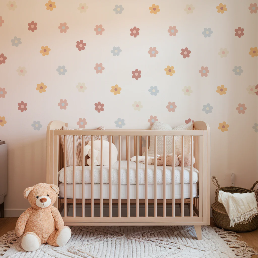 Colourful Daisy Flowers Nursery Wall Stickers - Image 3