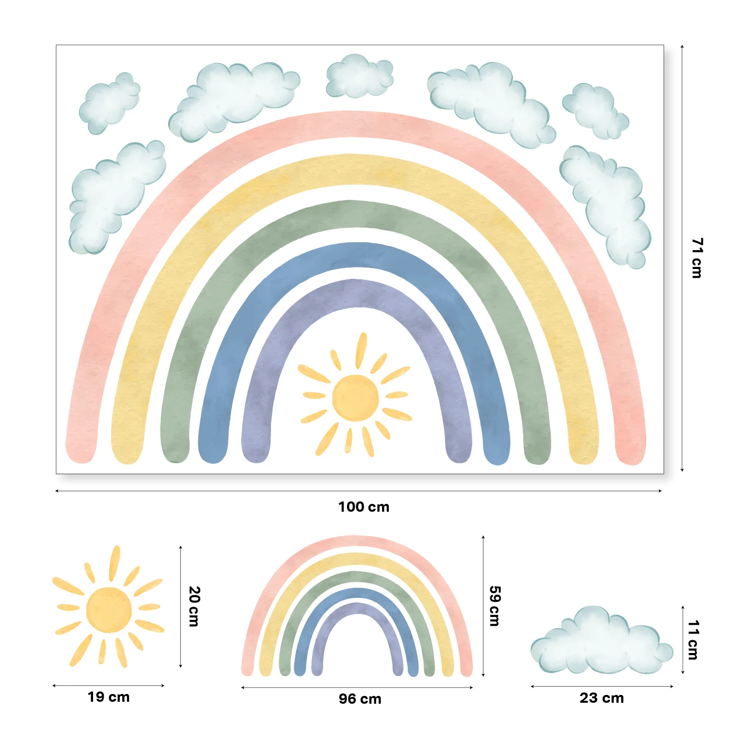 Hello Sunshine Rainbow Nursery Wall Sticker - Image 3
