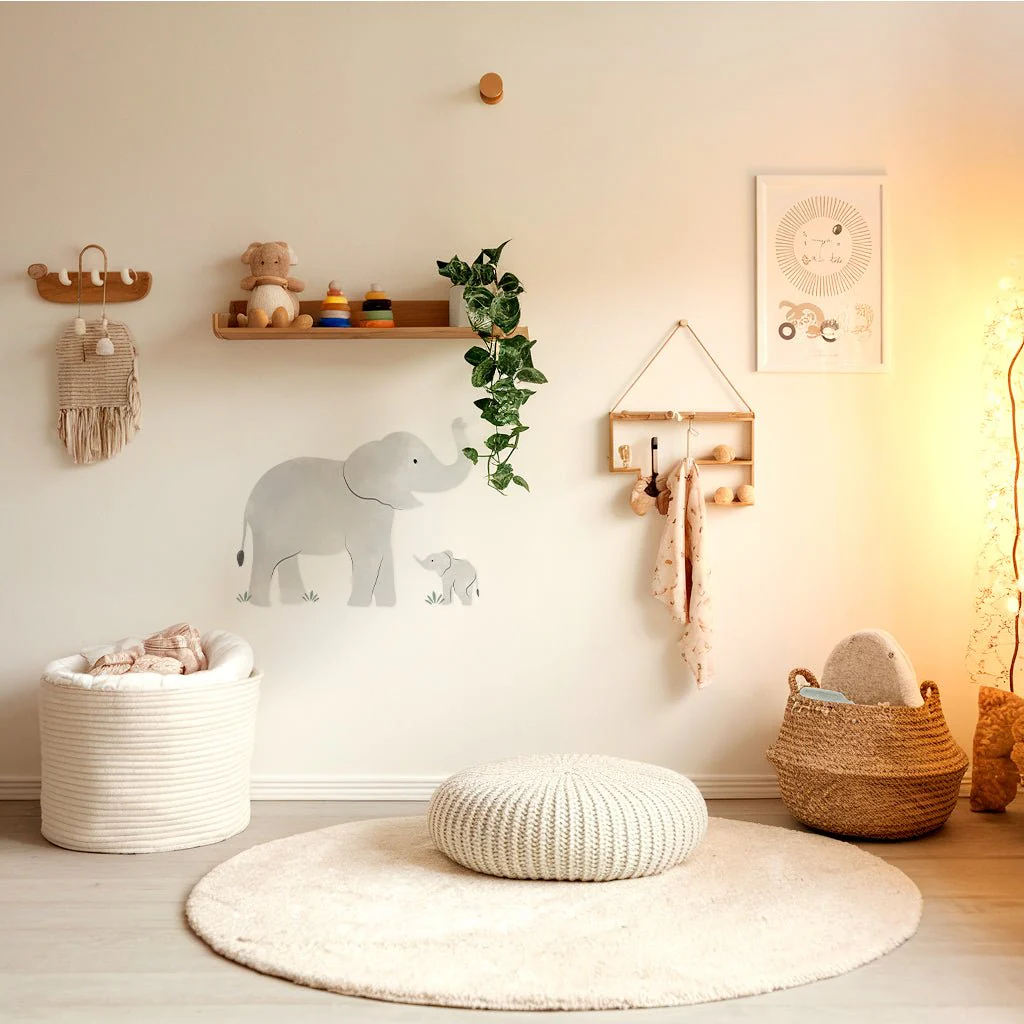 Mama & Baby Elephant Wall Sticker - Image 3