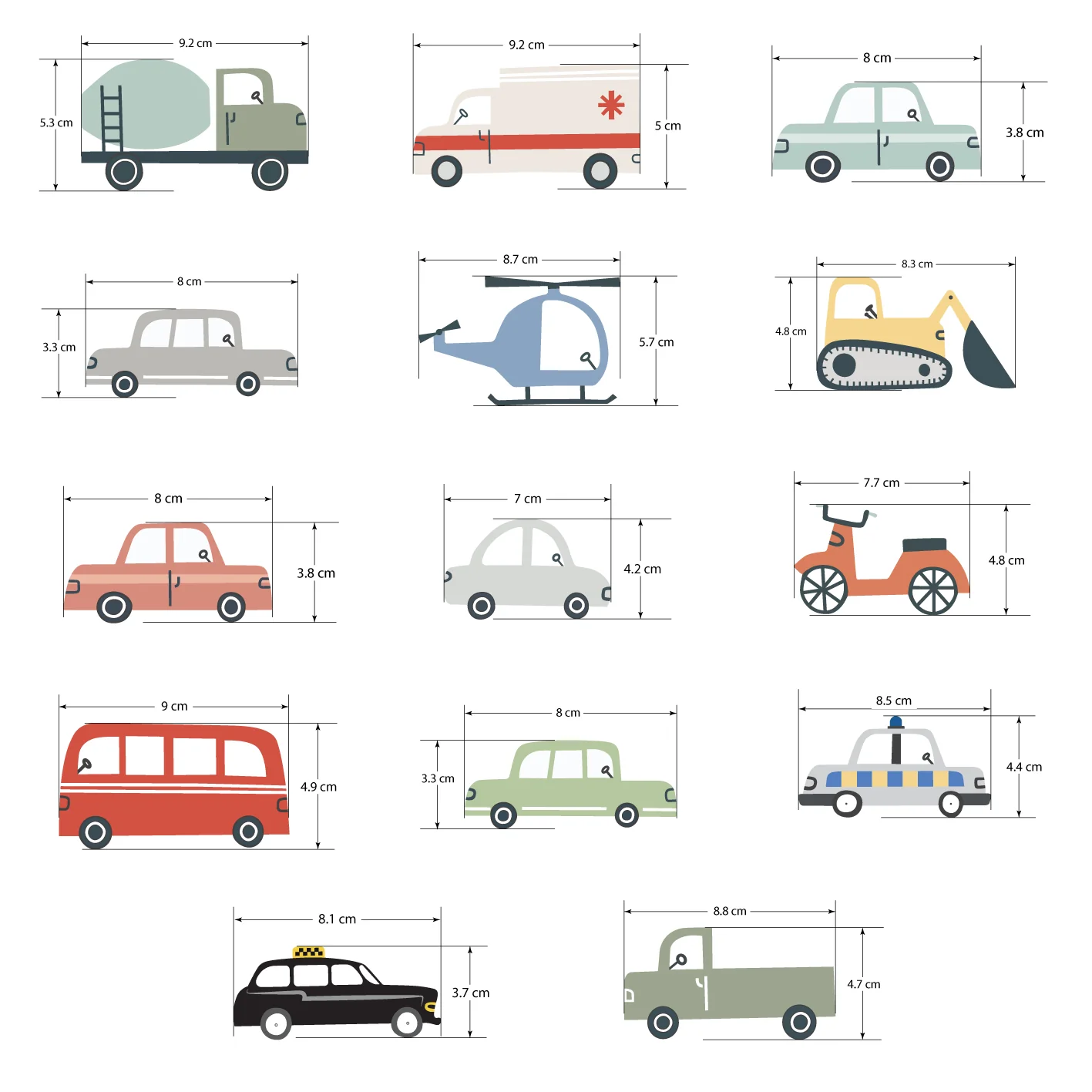 Mini Transport Vehicles Nursery Wall Stickers (Fabric) - Image 4