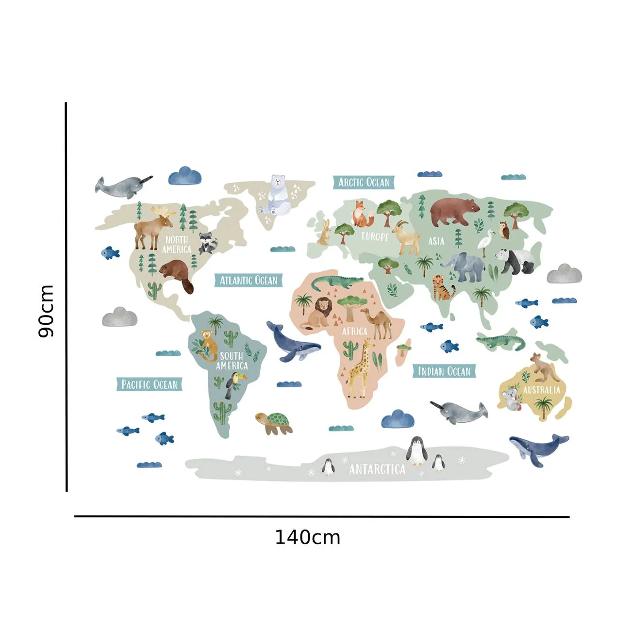 Animal World Map Nursery Wall Sticker - Image 6