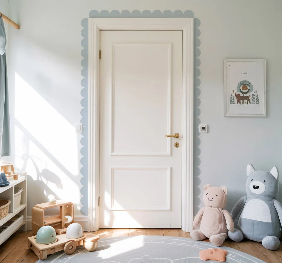 Block Coloured Scalloped Border Decal Wall Sticker - Image 11