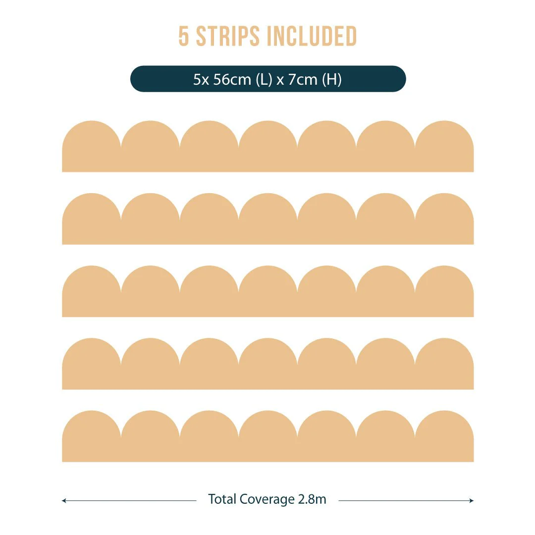 Block Coloured Scalloped Border Decal Wall Sticker - Image 3