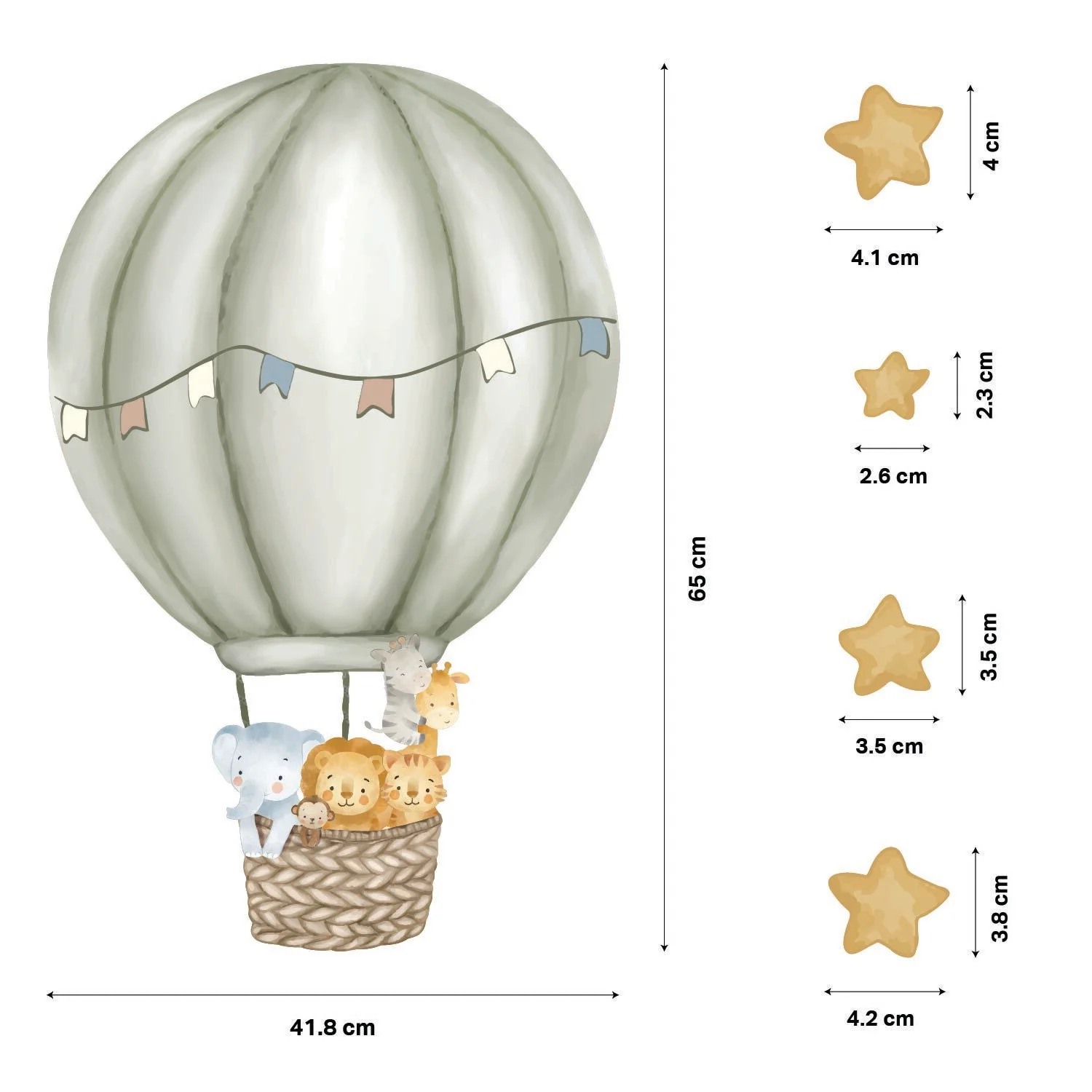 Sky High Adventures Balloon Safari Nursery Wall Sticker - Image 4