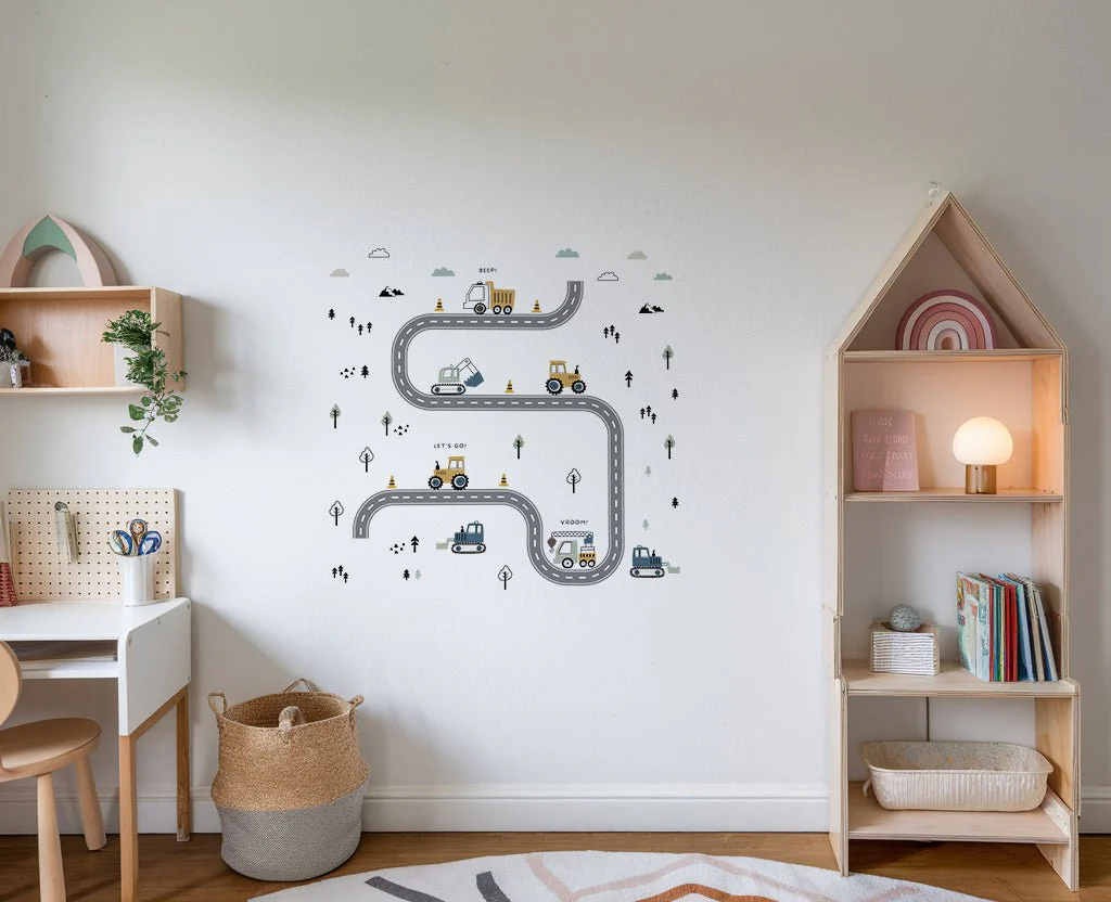 Truck, Tractor and Digger On The Road Nursery Wall Stickers - Image 6