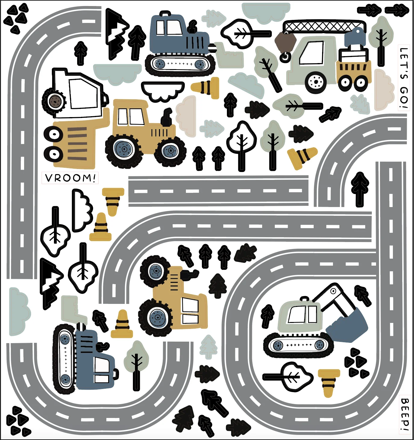 Truck, Tractor and Digger On The Road Nursery Wall Stickers - Image 8