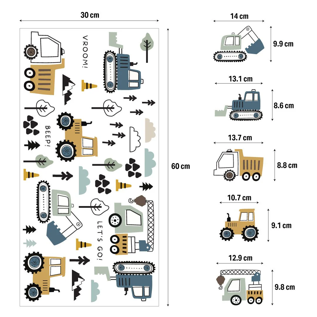Truck, Tractor and Digger Nursery Wall Stickers - Image 5