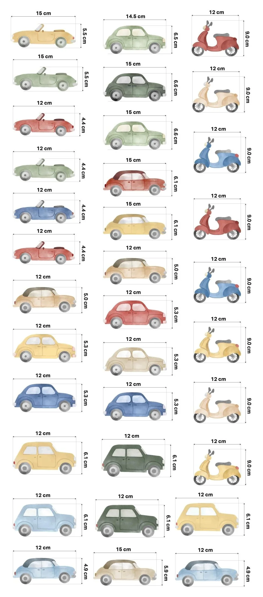Vintage Cars & Scooters Nursery Wall Stickers - Image 4
